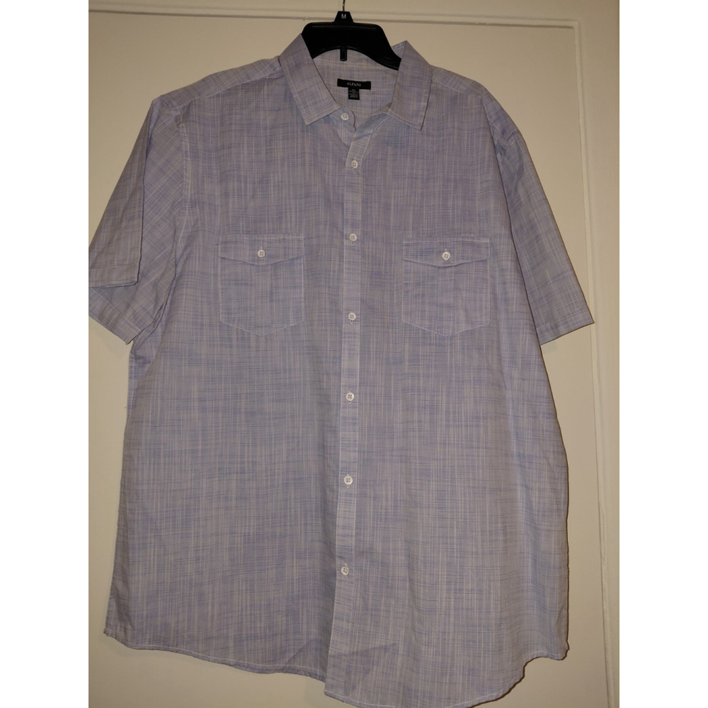 Alfani Men's Light Blue Cotton Blend Short Sleeve XXL 2XL